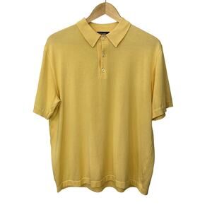 Vtg St. Croix Polo Shirt Mens Large Yellow Rugby Golf Casual Made in USA Stretch